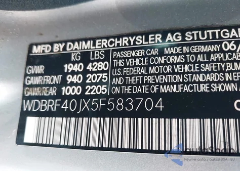 2005 Mercedes-Benz C 230 Kompressor Sport из США, поврежденный, VIN WDBRF40JX5F583704